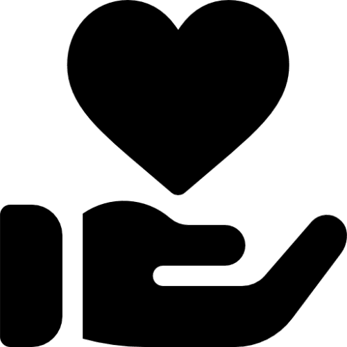 hand with heart above it donation icon